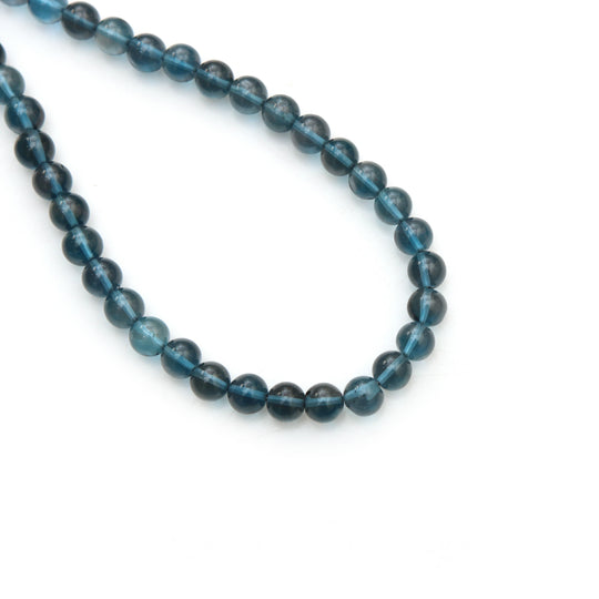 London Blue Topaz Smooth Round Beads, 5.5 mm, Natural Gemstone Loose Beads, Deep Blue Topaz Jewelry, December Birthstone, 18 Inches