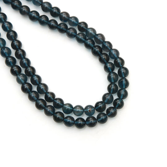 London Blue Topaz Smooth Round Beads, 6 mm, Natural Gemstone Loose Beads, Deep Blue Topaz Jewelry, December Birthstone, 18 Inches Strand