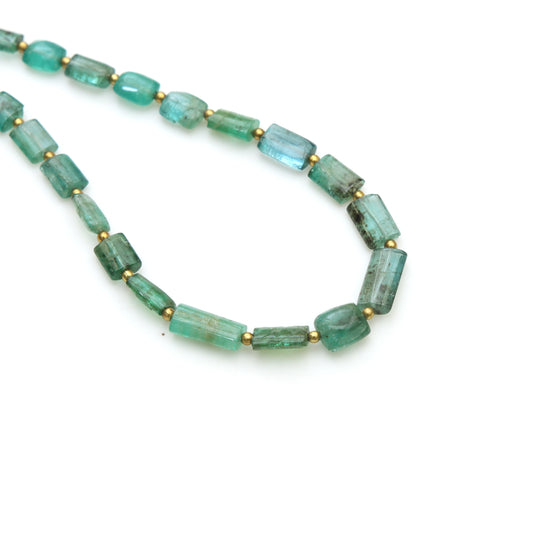 Natural Emerald Smooth Cylinder Beads, 4x4.5 To 5.5x11 mm, Green Beryl Gemstone Tube Beads, Dainty Green Emerald Tube, Semi Precious Beads
