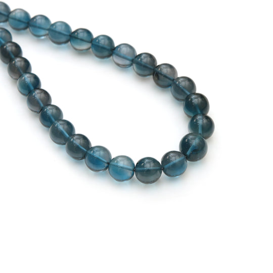 London Blue Topaz Smooth Round Beads, 7.5 mm To 9 mm, Natural Gemstone Loose Beads, Deep Blue Topaz Jewelry, December Birthstone, 18 Inches