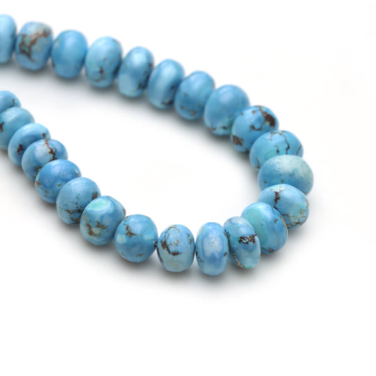 Golden Hill Turquoise Smooth Rondelle Beads, 7.5 mm To 10 mm, Turquoise Beads, Turquoise Jewelry Making Beads, 8 Inches/ 18 Inches Strand