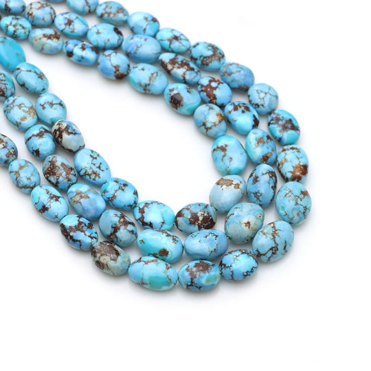 Golden Hill Turquoise Smooth Oval Beads, 6.5x8 mm To 10x12 mm, Turquoise Beads, Turquoise Jewelry Making Beads, 8 Inches / 18 Inches Strand