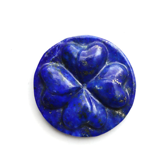 Lapis Round Flower Carving Loose Gemstone, 17.5x17.5 mm, Lapis Jewelry Making Gemstone, Lapis Flower, Round Lapis Carving, 1 Piece
