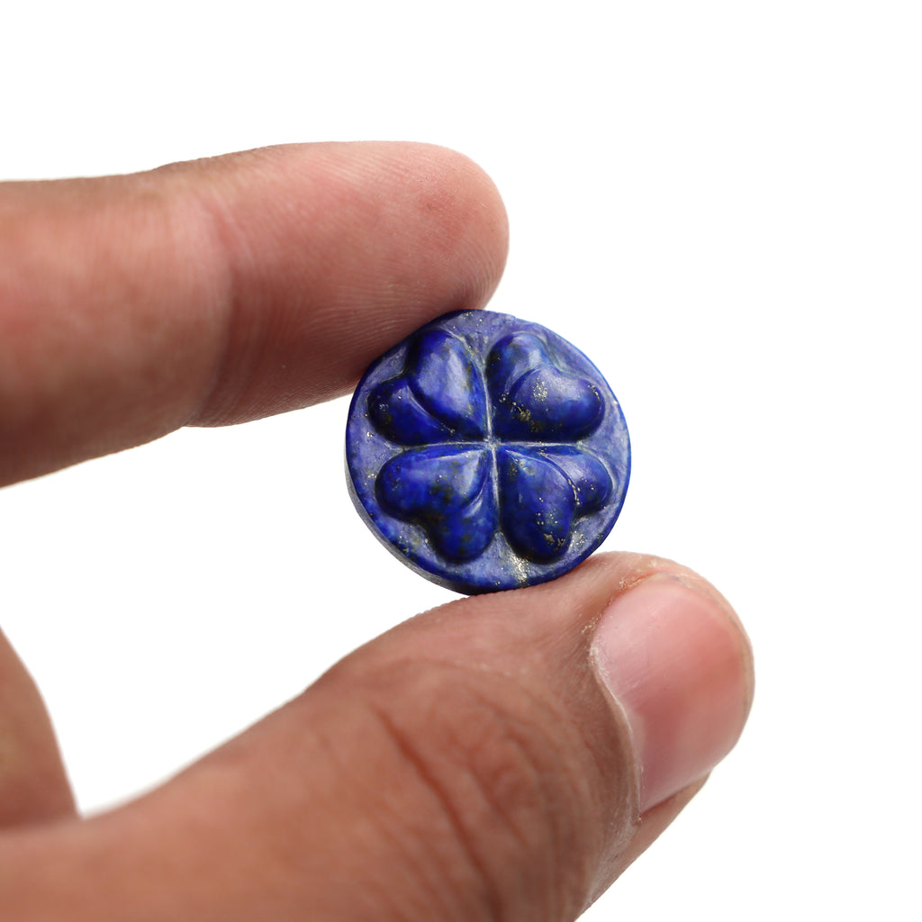 Lapis Round Flower Carving Loose Gemstone