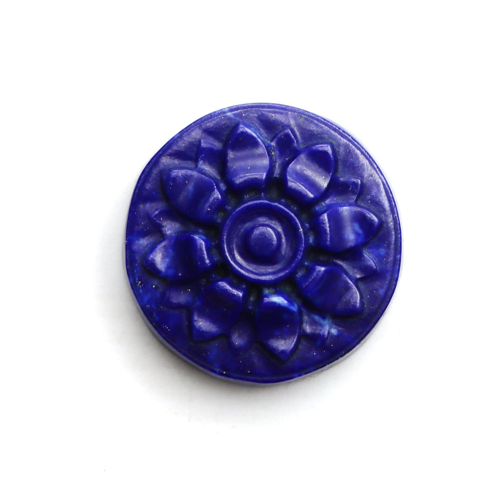 Lapis Round Flower Carving Loose Gemstone