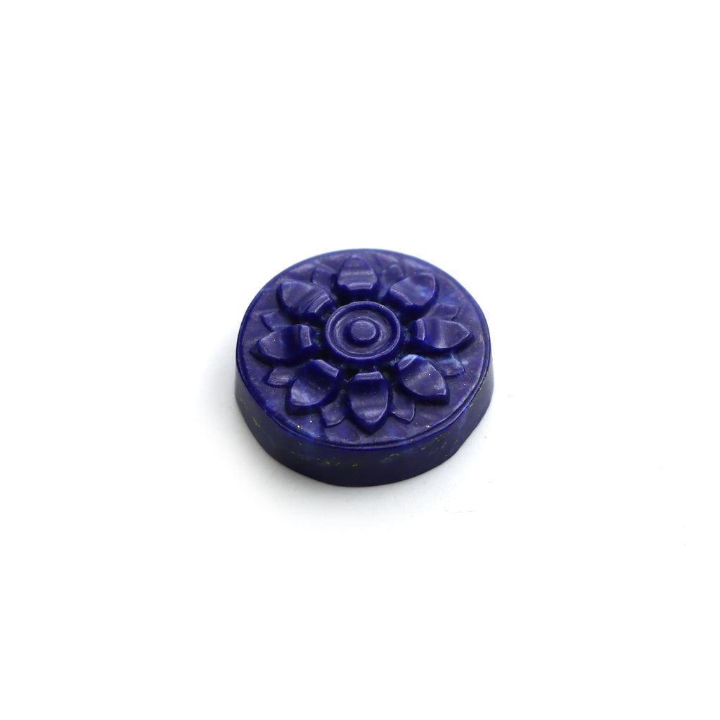 Lapis Round Flower Carving Loose Gemstone