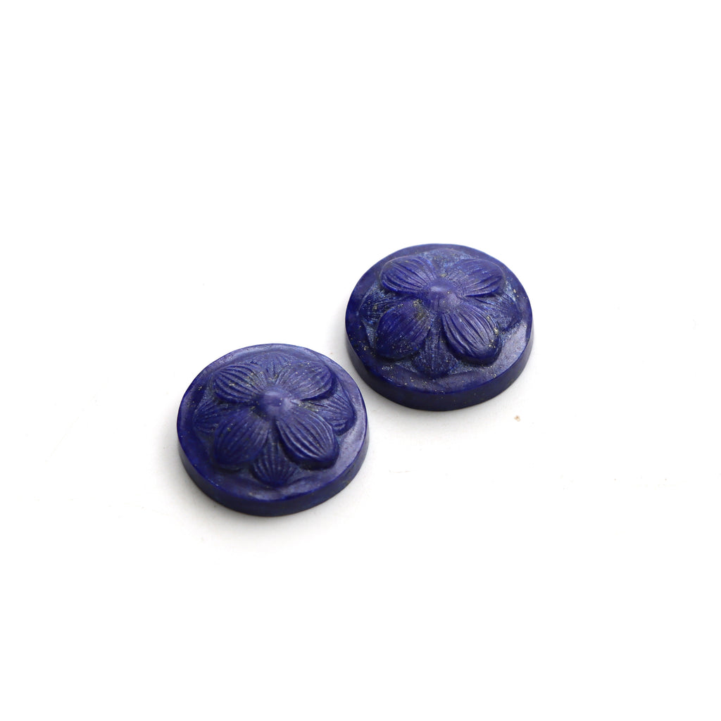 Lapis Round Flower Carving Loose Gemstone