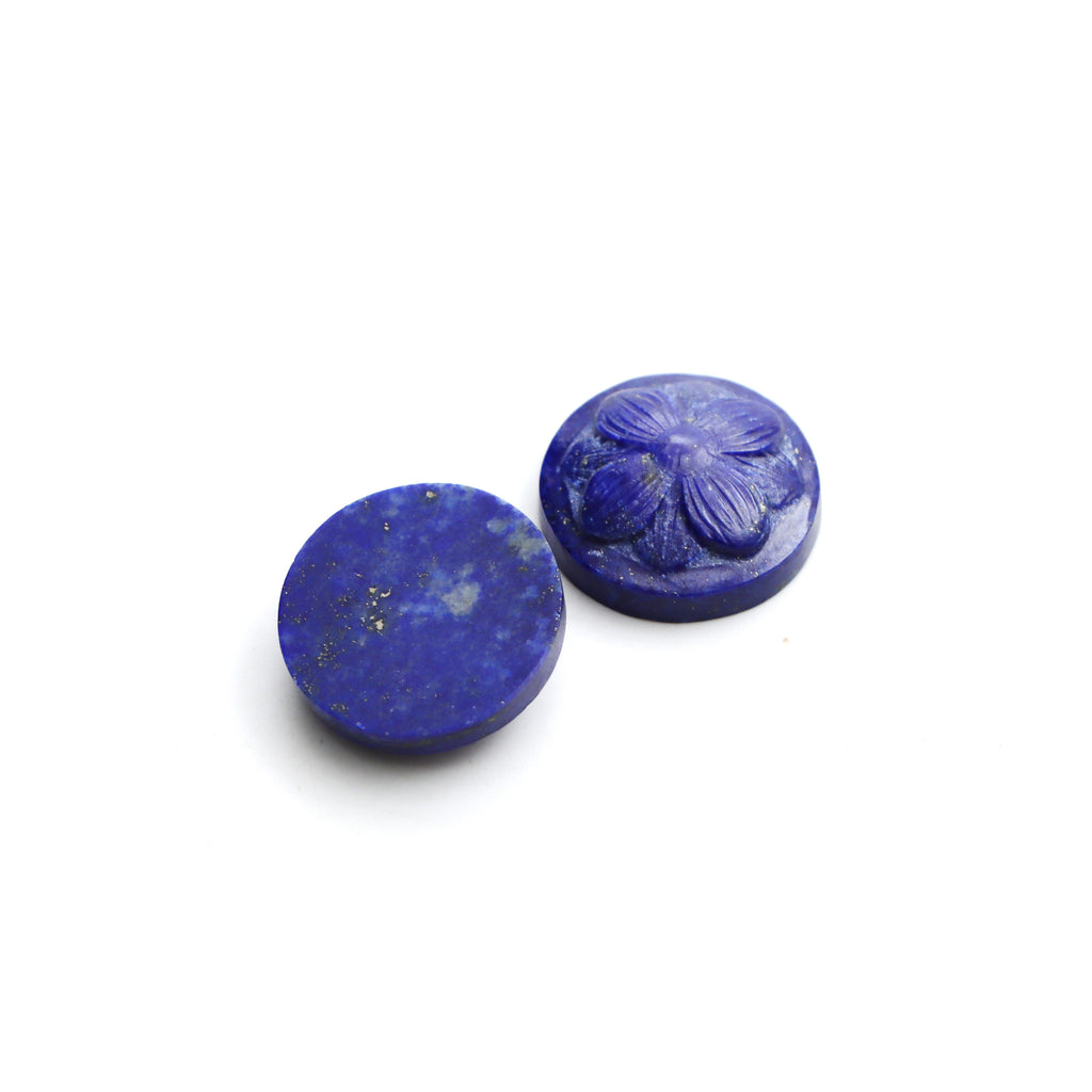 Lapis Round Flower Carving Loose Gemstone