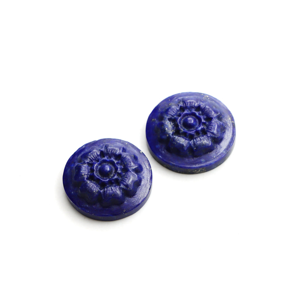 Lapis Round Flower Carving Loose Gemstone