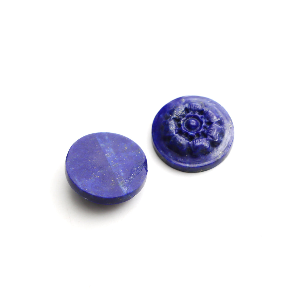 Lapis Round Flower Carving Loose Gemstone