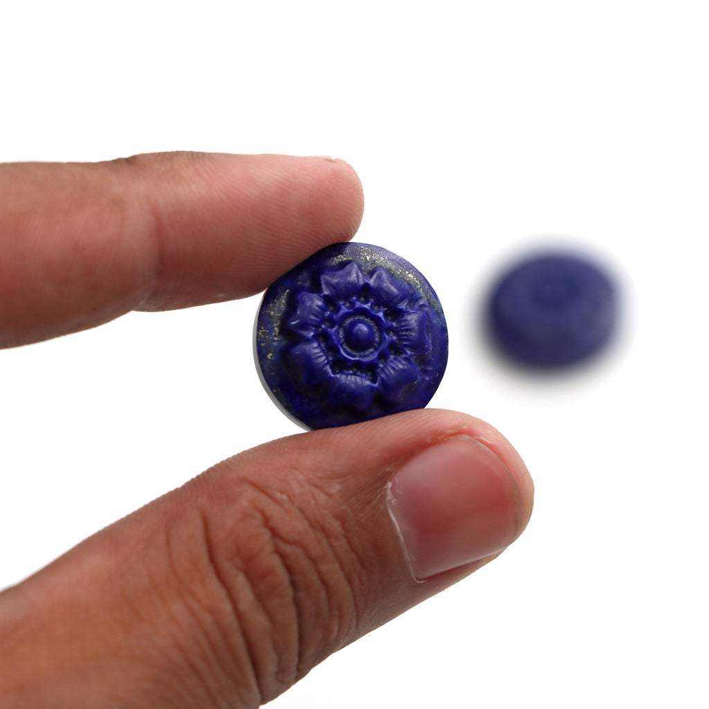 Lapis Round Flower Carving Loose Gemstone