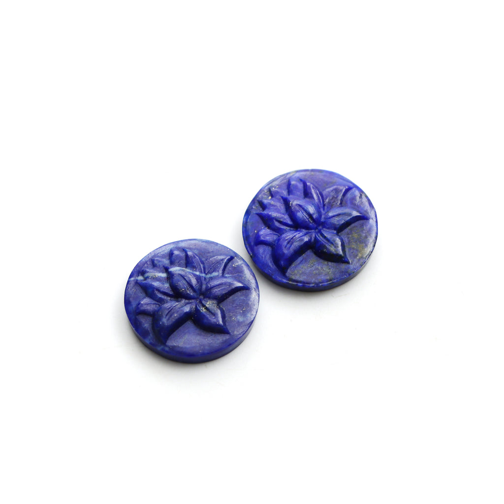 Lapis Round Flower Carving Loose Gemstone