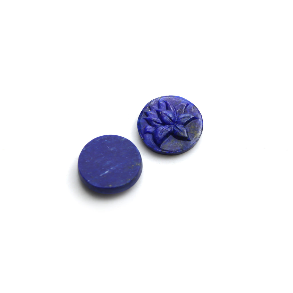 Lapis Round Flower Carving Loose Gemstone