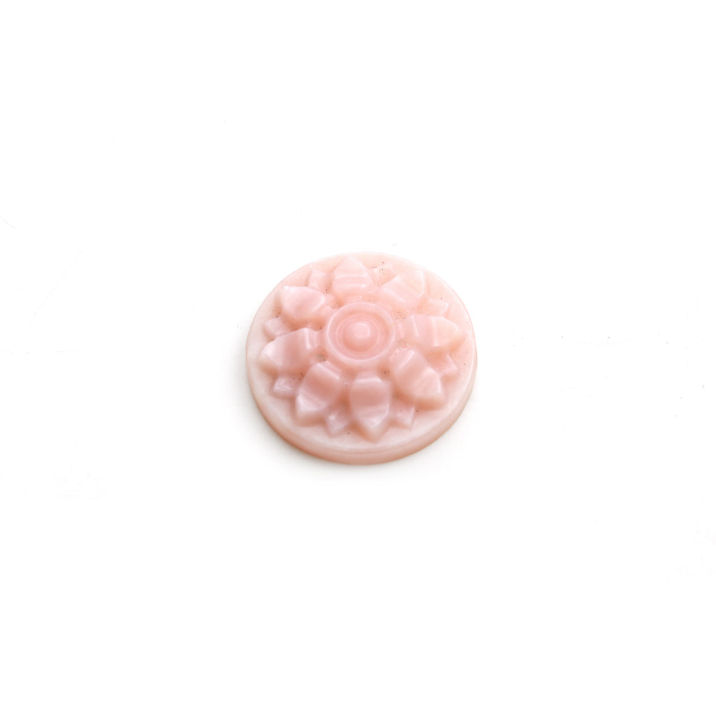 Pink Opal Round Flower Carving Loose Gemstone