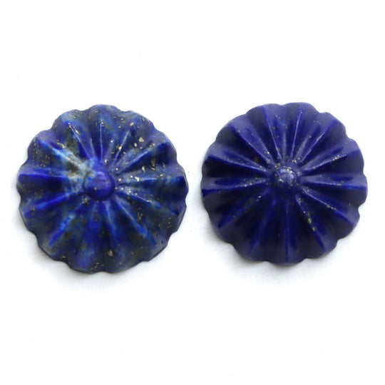 Lapis Round Carving Loose Gemstone, 18x18 mm, Lapis Jewelry Making Gemstone, Round Lapis, Lapis Carving, Carving Gemstone, Pair ( 2 Pieces )