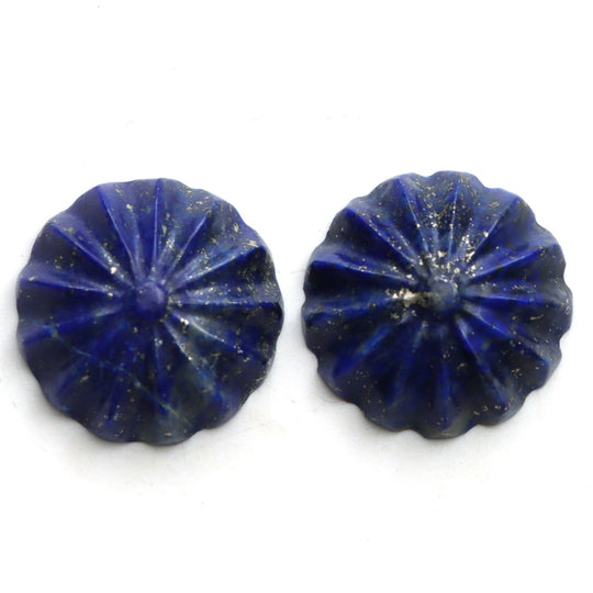 Lapis Round Carving Loose Gemstone, 18x18 mm, Lapis Jewelry Making Gemstone, Round Lapis, Lapis Carving, Carving Gemstone, Pair ( 2 Pieces )