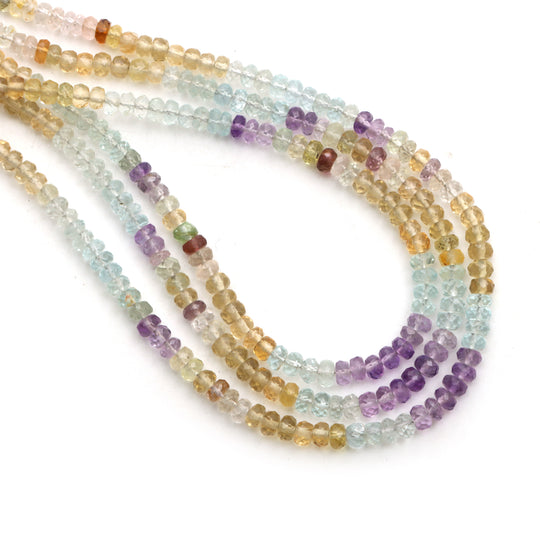 Mix Semi Faceted Rondelle Beads, 4 mm, Mix Semi Jewelry Making Beads, Semi Precious Beads, Mix Semi Beads, 18 Inch Strand, Price Per Strand