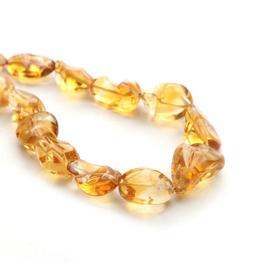 Citrine Smooth Tumble Beads, 8.5x11.5 mm to 15.5x21 mm, Citrine Jewelry Making Beads, Citrine Tumble Beads, 18 Inch Strand, Price Per Strand