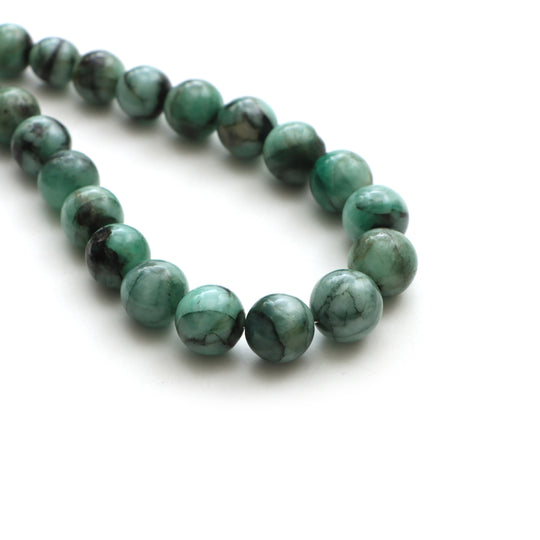 Emerald Smooth Round Ball Beads, 7 mm to 12 mm, Emerald Jewelry Making Beads, Plain Emerald Round Beads, 18 Inches Strand, Price Per Strand