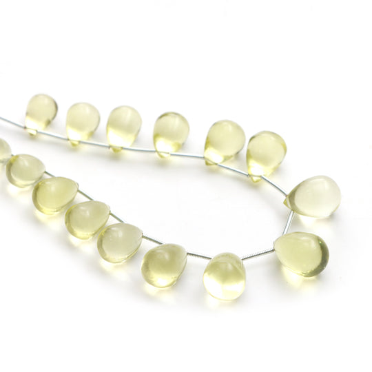 Lemon Quartz Smooth Drop Beads, 8.5x12.5 mm To 11x16.5 mm, Lemon Quartz Drops, Quartz Beads, 8 Inches Full Strand, Price Per Strand