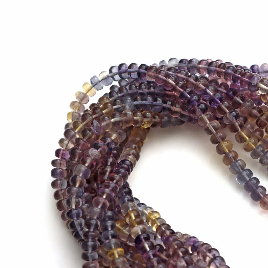Natural Multi Fluorite Faceted Roundel Beads