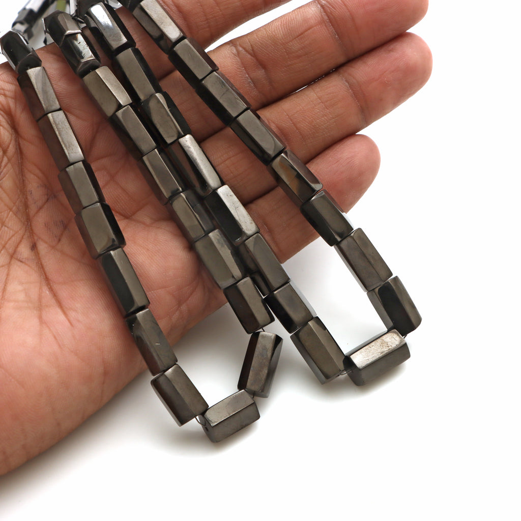 Shungite faceted Cylinder Beads
