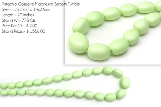 Pistachio Gaspeite Magnesite Smooth Tumble Beads, Gaspeite Gemstone Jewelry, Bright Grass-Green Olive or Yellowish Green Gaspeite Gemstone