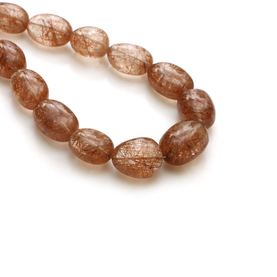 Copper Rutile Smooth Tumble Beads, 12x14 to 15.5x21 mm Tumble Beads, 20 Inch Full Strand, Rutile Jewelry Making Beads, Price Per Strand