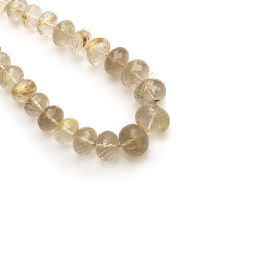 Golden Rutile Faceted Rondelle Beads, 8.5 to 17 mm, Golden Rutile Jewelry Making Beads, 20 Inches Full Strand, Price Per Strand