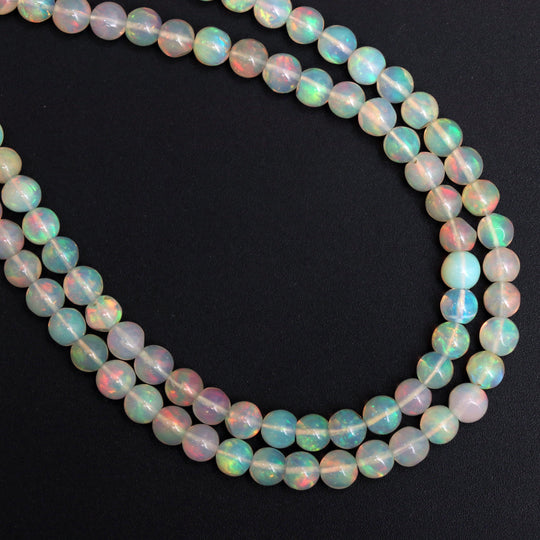 Natural Ethiopian Opal Smooth Round Balls Beads - 5 mm- Opal Jewelry Making Beads, 18 Inches Full Strand, Price Per Strand