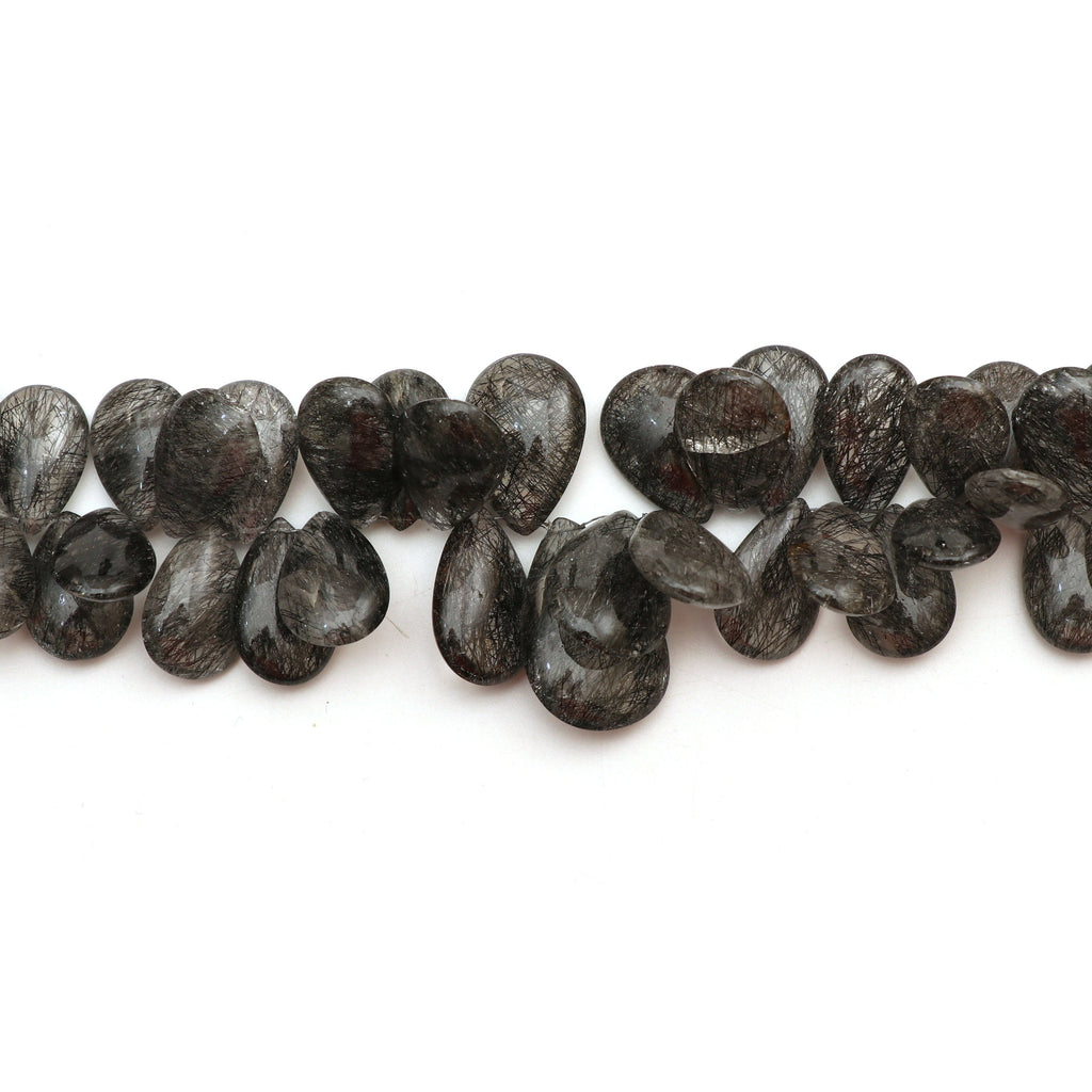 Natural Black Rutile Smooth Pear Beads | 18.5x12 mm to 27x19 mm | 8 Inch | Rutile Smooth Pear | Price Per Strand - National Facets, Gemstone Manufacturer, Natural Gemstones, Gemstone Beads