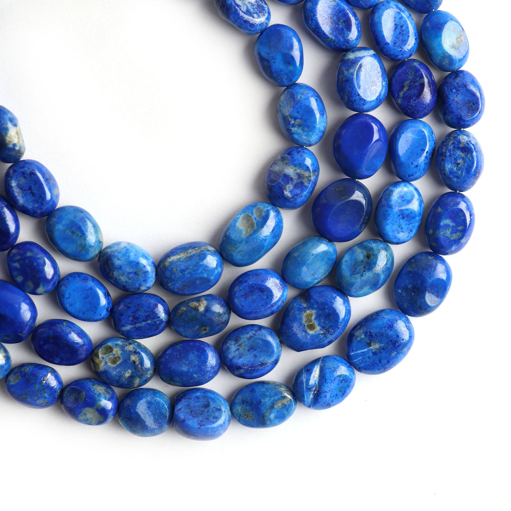 Natural Lazuli Lapis Tumble Smooth Beads, 9x12 MM to 10.5x13.5 MM ,Lazuli Lapis AA Quality , 8 Inch, Price Per Strand - National Facets, Gemstone Manufacturer, Natural Gemstones, Gemstone Beads