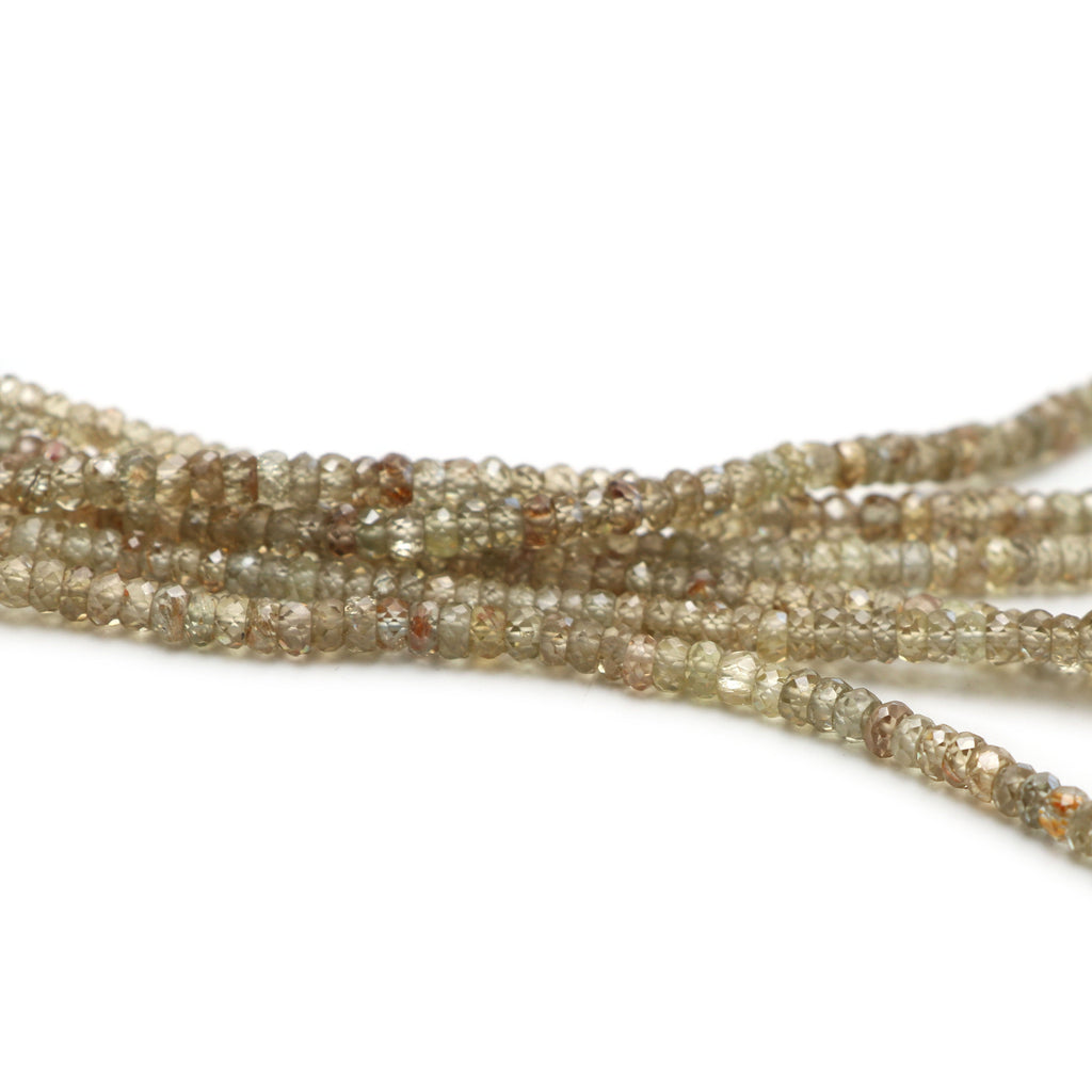 Natural Golden Zircon Faceted Roundelle Beads | Zircon Necklace | 3 mm to 5 mm | 8 Inch/ 16 Inch/ 18 Inch Full Strand | Price Per Strand - National Facets, Gemstone Manufacturer, Natural Gemstones, Gemstone Beads