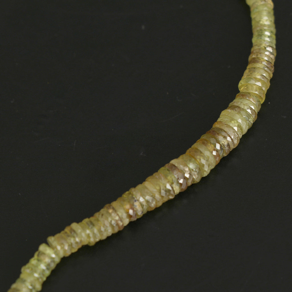 Natural Sphene Faceted Tyre Beads -3mm to 6 mm - Sphene Faceted Gemstone - Gem Quality, 8 Inch, Price Per Strand - National Facets, Gemstone Manufacturer, Natural Gemstones, Gemstone Beads