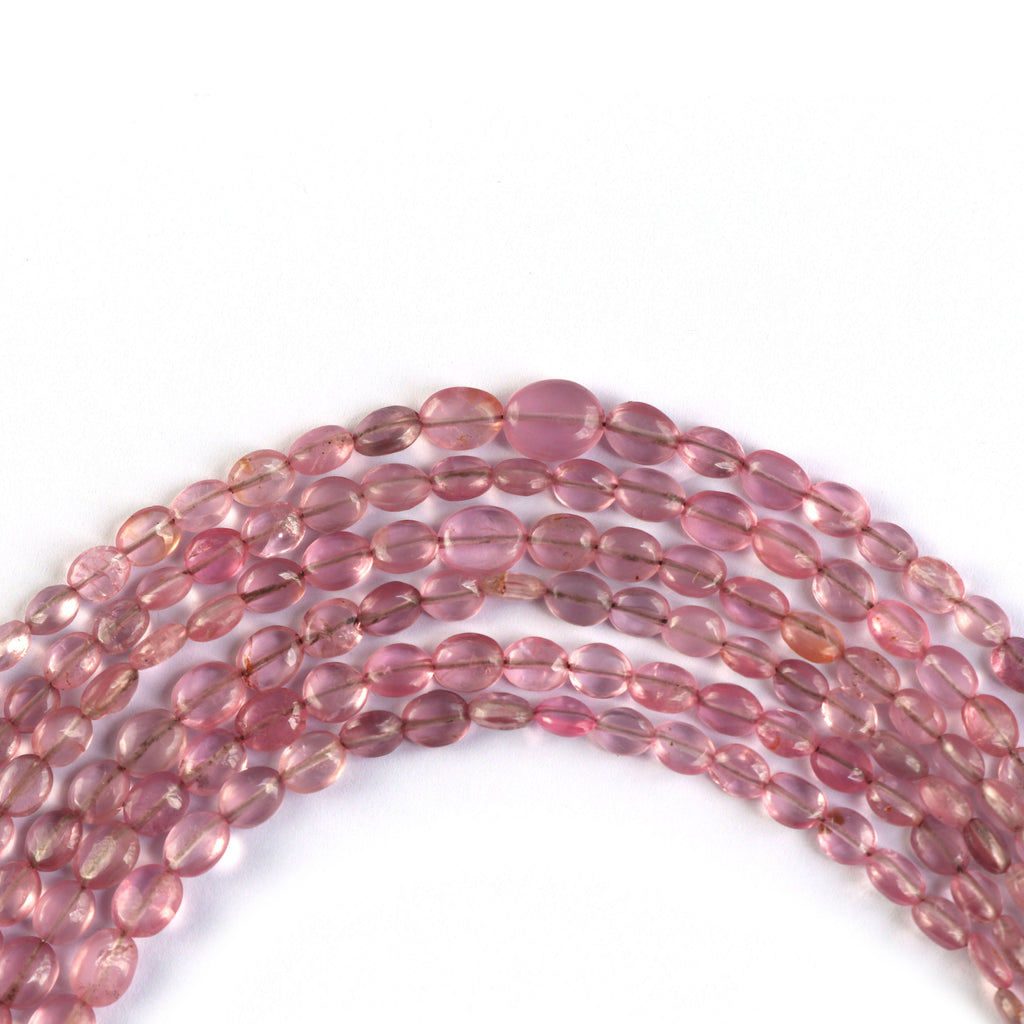 Natural Pink Tourmaline Oval Smooth Beads, 3x4 MM to 5x6 MM, Pink Tourmaline , 8 Inch, Per Strand Price - National Facets, Gemstone Manufacturer, Natural Gemstones, Gemstone Beads