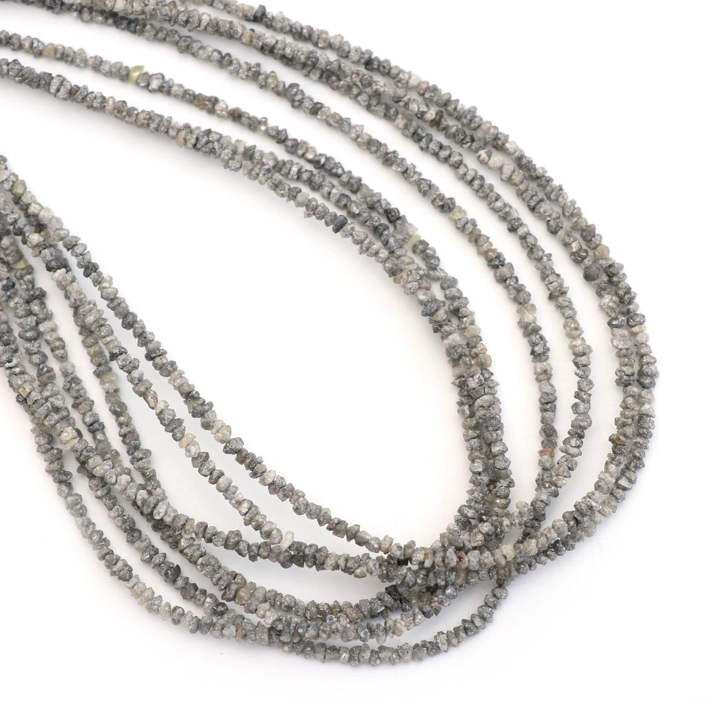 Grey Diamond Chips Organic Beads - 2mm To 2.5mm - Organic Chips Diamond, 16 Inch Strands, Price Per Strand - National Facets, Gemstone Manufacturer, Natural Gemstones, Gemstone Beads