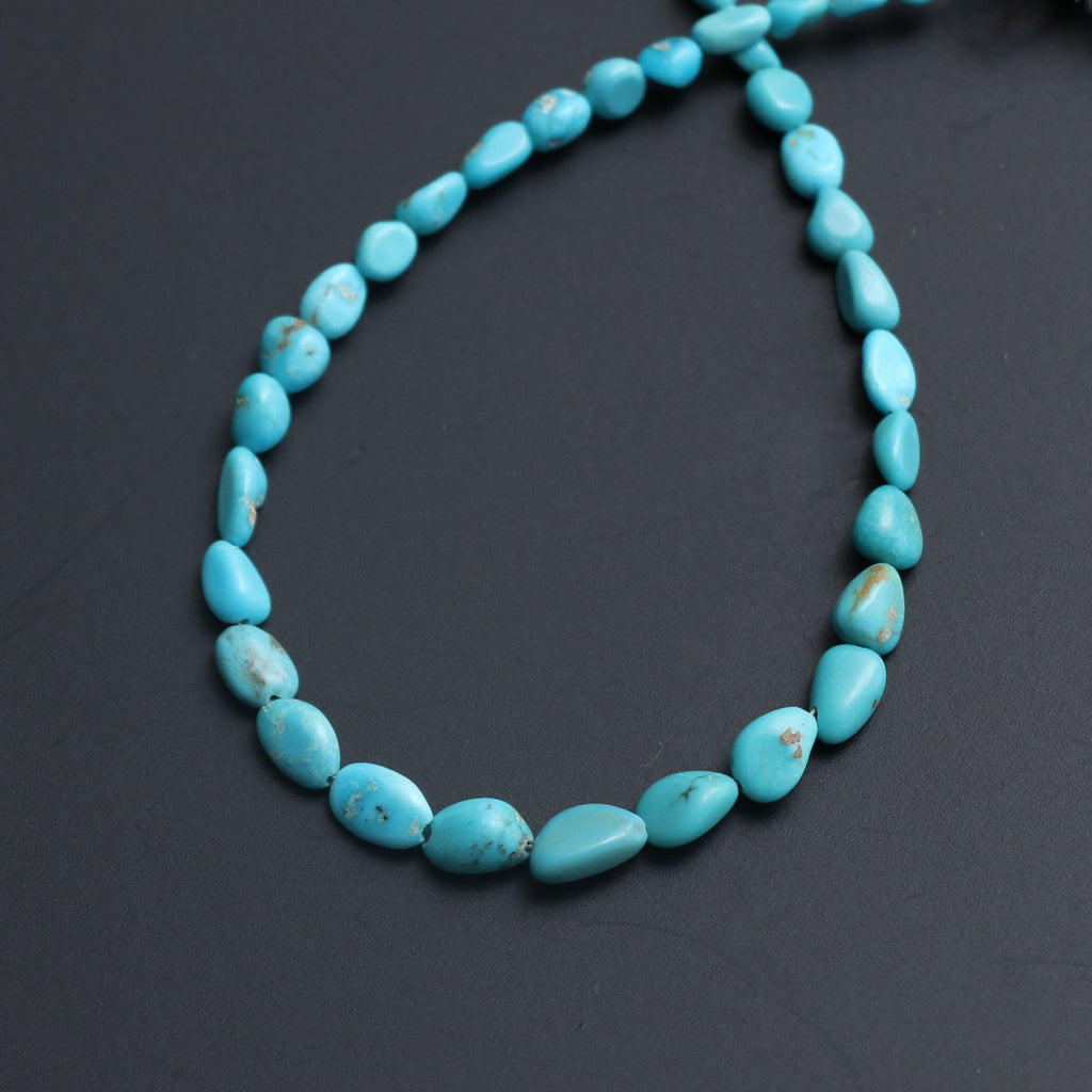 Turquoise Smooth Nuggets Beads, Turquoise nuggets - 4x3 mm to 5x7.5 mm - Turquoise Nuggets - Gem Quality, 8 Inch, Price Per Strand - National Facets, Gemstone Manufacturer, Natural Gemstones, Gemstone Beads