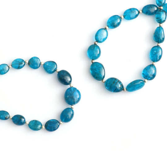 Neon Apatite Smooth Tumble Beads, Apatite Tumble, 7x9 mm to 8x12 mm - Neon Apatite - Gem Quality , 20 Cm Full Strand, Price Per Strand