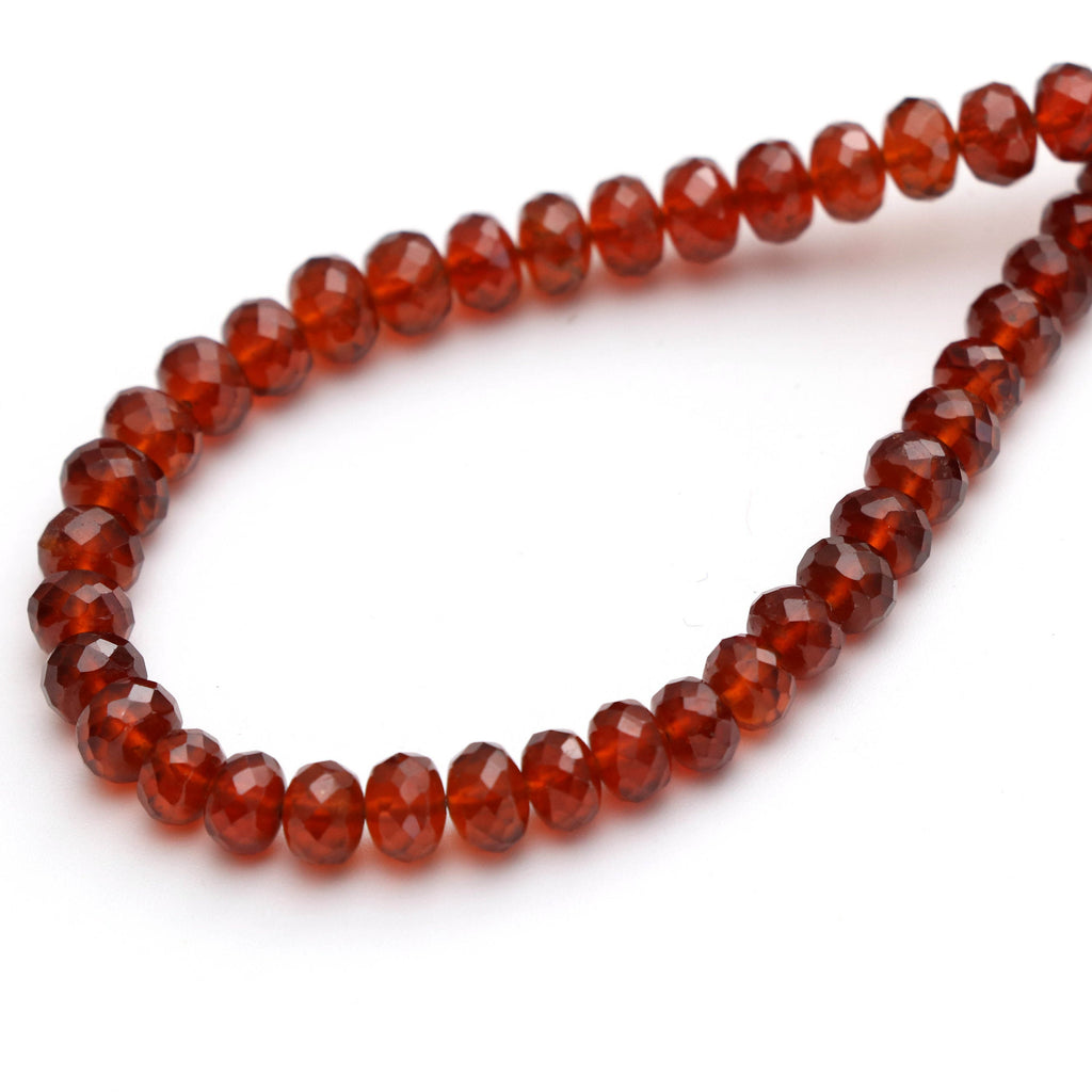 Hessonite Faceted Roundel Beads, 3.5 mm to 6 mm, Hessonite Roundel Beads - Gem Quality , 8 inch / 16 Inch Full Strand, Price Per Strand - National Facets, Gemstone Manufacturer, Natural Gemstones, Gemstone Beads