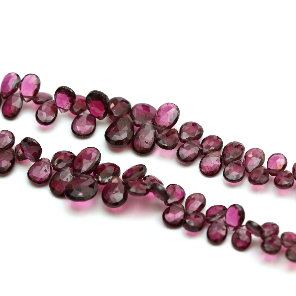 Natural Garnet Faceted Pear Beads | 5.5x4 mm to 10x7 mm | 8 Inch | Garnet Faceted Beads | Price Per Strand - National Facets, Gemstone Manufacturer, Natural Gemstones, Gemstone Beads