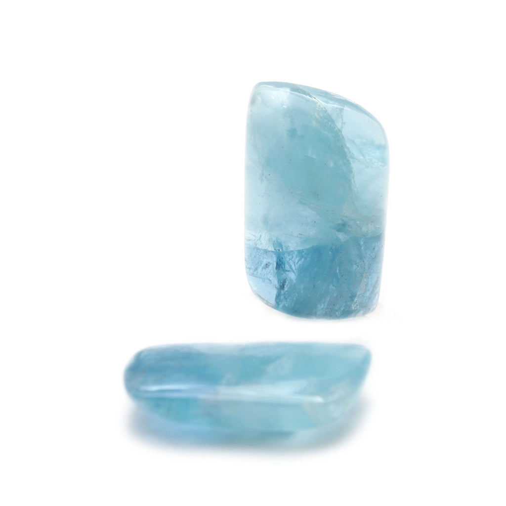 Natural Aquamarine Smooth Cabochon, Natural Aquamarine Loose Gemstone, 31x19x7 mm, Aquamarine Gemstone, Gem Quality, Pair ( 2 Pieces ) - National Facets, Gemstone Manufacturer, Natural Gemstones, Gemstone Beads