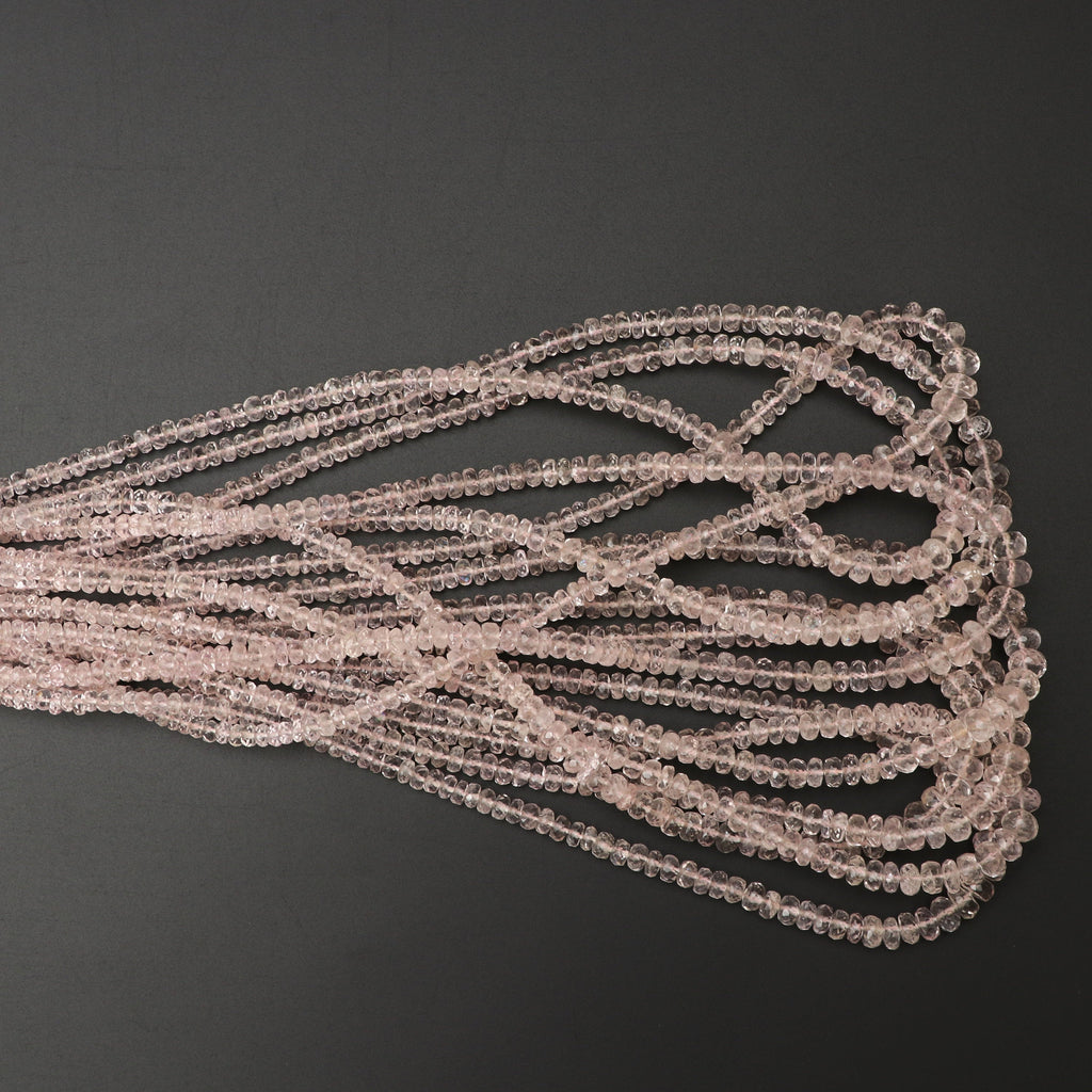 Morganite Faceted Beads, Faceted Cut Beads, 4 mm to 7 mm, Morganite Beads, Morganite strand, 18 Inch Full Strand - National Facets, Gemstone Manufacturer, Natural Gemstones, Gemstone Beads