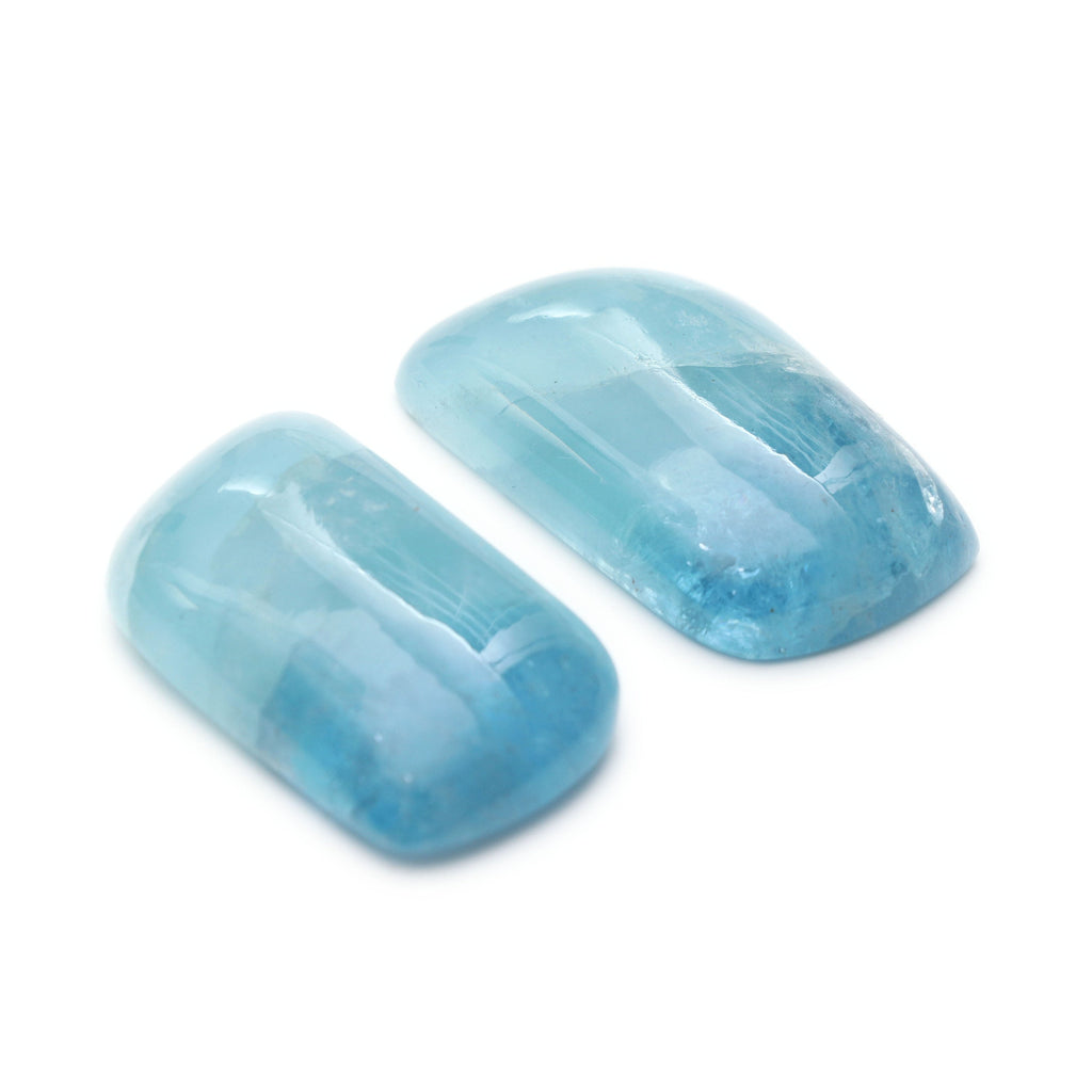 Natural Aquamarine Smooth Cabochon, Natural Aquamarine Loose Gemstone, 31x19x7 mm, Aquamarine Gemstone, Gem Quality, Pair ( 2 Pieces ) - National Facets, Gemstone Manufacturer, Natural Gemstones, Gemstone Beads