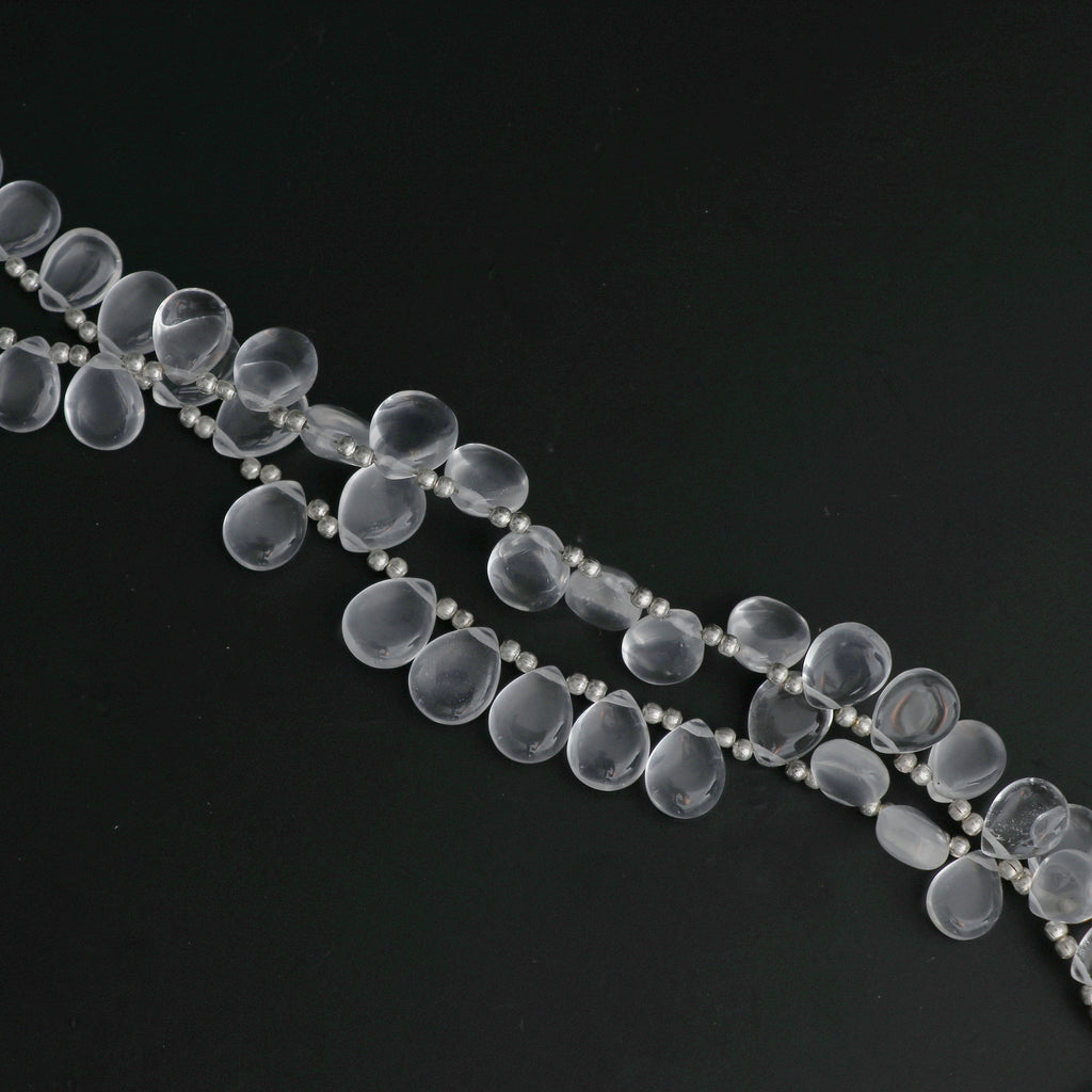 Crystal Smooth Pears Beads - 7x9 mm to 9x11 mm - Crystal Pear Cabs - Gem Quality , 20 Cm/ 8 Inch Full Strand, Price Per Strand - National Facets, Gemstone Manufacturer, Natural Gemstones, Gemstone Beads