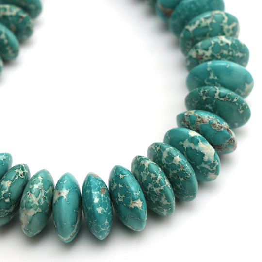 Natural Turquoise Smooth Saucer Beads | Turquoise Smooth Necklace | 12 mm - 16.5 mm | Gem Quality | 18 Inch | Price Per Strand