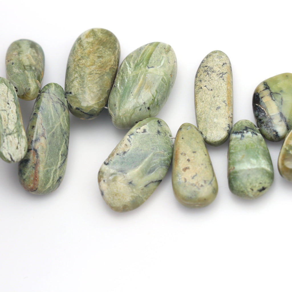 Serpentine Opal Smooth Pebbles Beads - 8x12 mm to 13x21 mm - Serpentine with Opal - Gem Quality , 13 Cm Full Strand, Price Per Strand - National Facets, Gemstone Manufacturer, Natural Gemstones, Gemstone Beads
