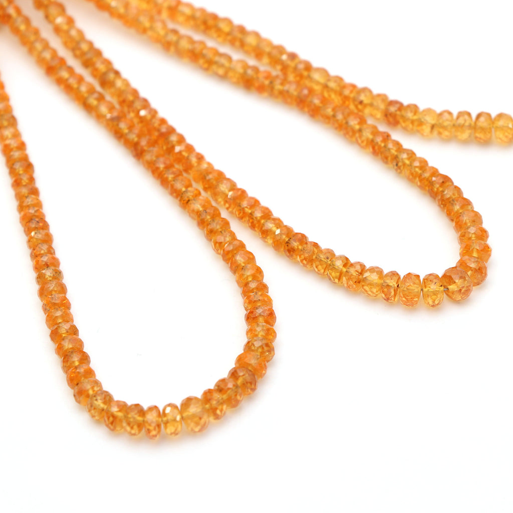 Spessartite Faceted Roundel Beads- 3.5mm to 5mm - Spessartite Roundel Beads - Gem Quality , 8 Inch/16 Inch Full Strand, Price Per Strand - National Facets, Gemstone Manufacturer, Natural Gemstones, Gemstone Beads