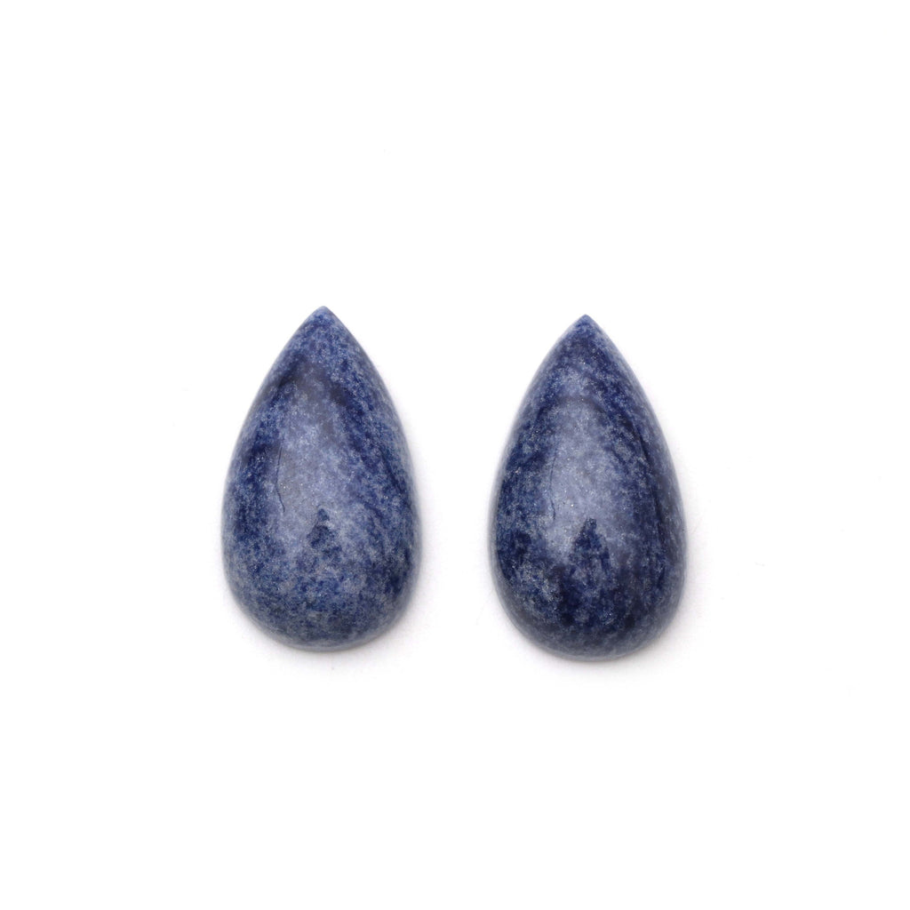 AAA Quality Natural Denim Quartz Smooth Pear Cabochon Gemstone | 15x26 mm | Gemstone Cabochon | Pair ( 2 Pieces ) - National Facets, Gemstone Manufacturer, Natural Gemstones, Gemstone Beads