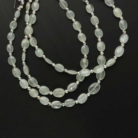 Aquamarine Smooth Oval, White Smooth Oval, 4x5 mm to 6x7 mm, Aquamarine Jewelry Making Gemstone, 8 inch strand, Price Per strand