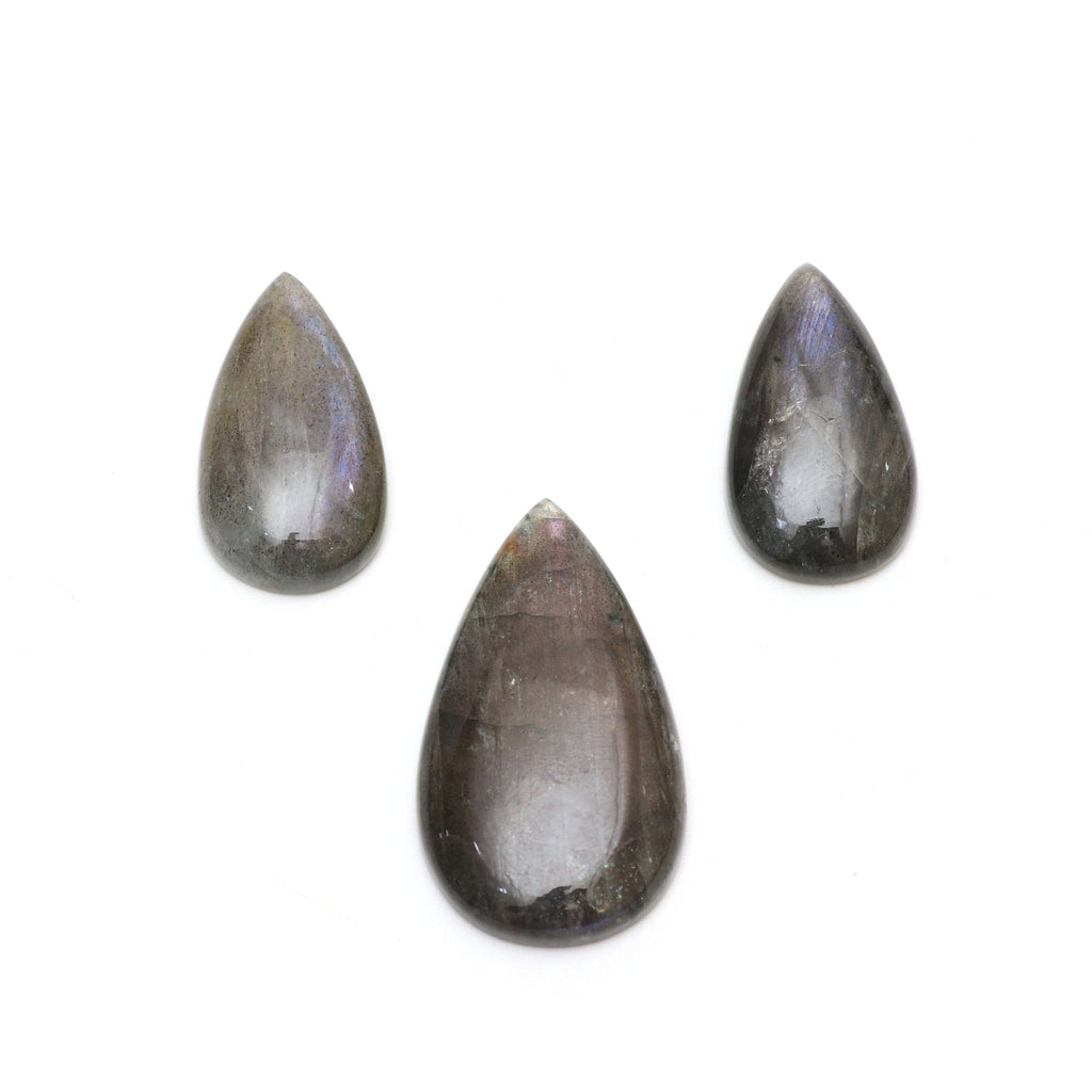 AAA Quality Natural Labradorite Smooth Pear Cabochon Gemstone | 18x33 mm to 25x45 mm | Gemstone Cabochon | Set of 3 Pieces - National Facets, Gemstone Manufacturer, Natural Gemstones, Gemstone Beads